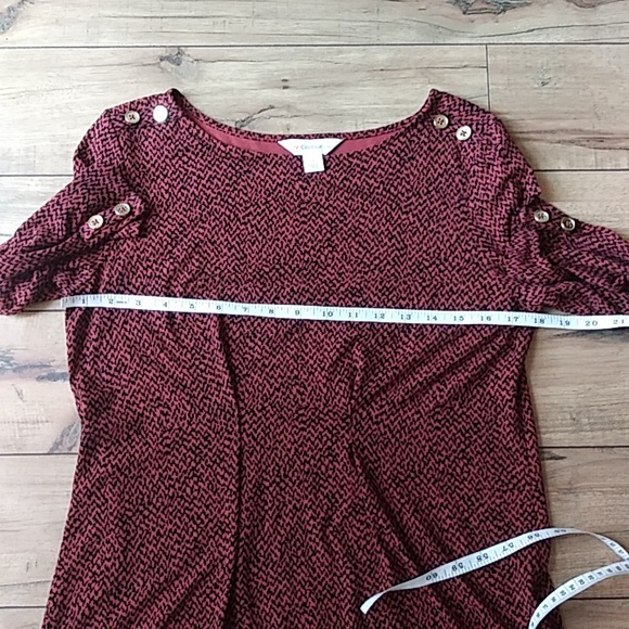 NWOT Liz Claiborne Dark Orange With Black Prints 3/4 Sleeves Tunic Top. Size S - Picture 16 of 17